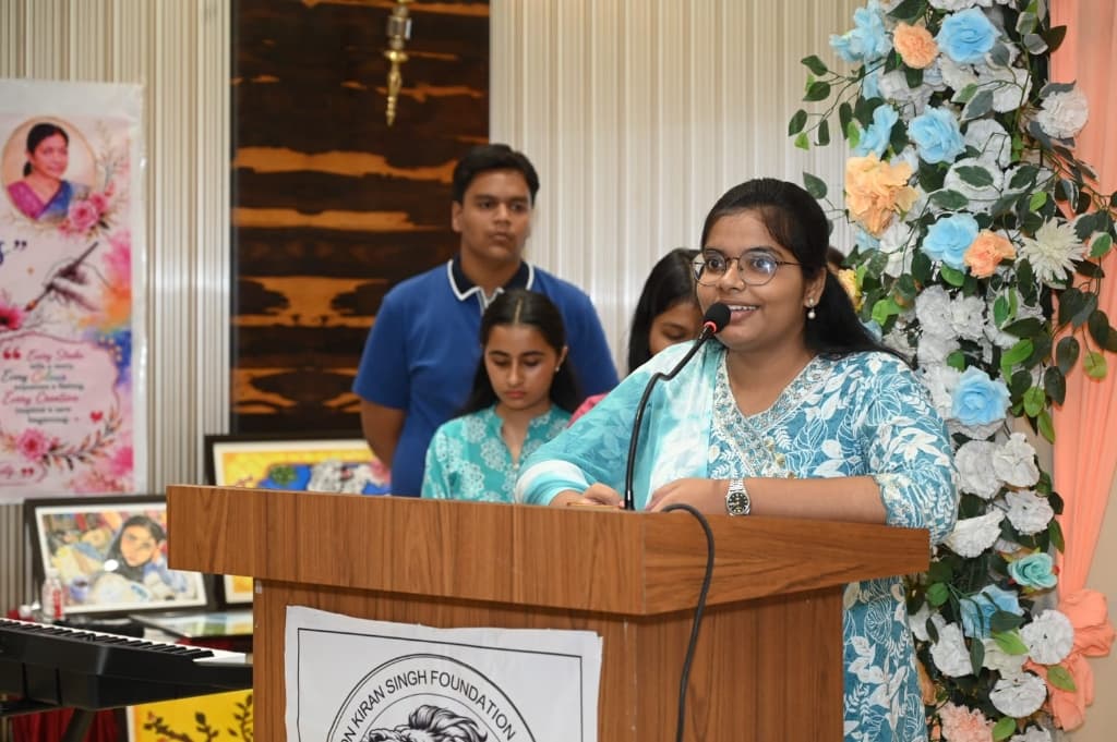 Prateeksha Pandey - Speaking at the foundation podium